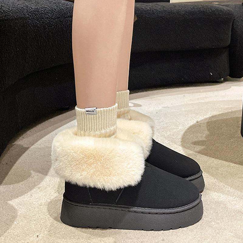 Cheky - Winter Warm Snow Boots New Fashion Foldable Fleece Cotton Shoes For Women Plus Velvet And Thickened Plush Ankle Boots