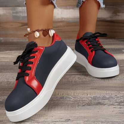 Cheky - New Lace-up Flats Women Walking Sports Skateboard Shoes Retro Fashion Casual Sneakers