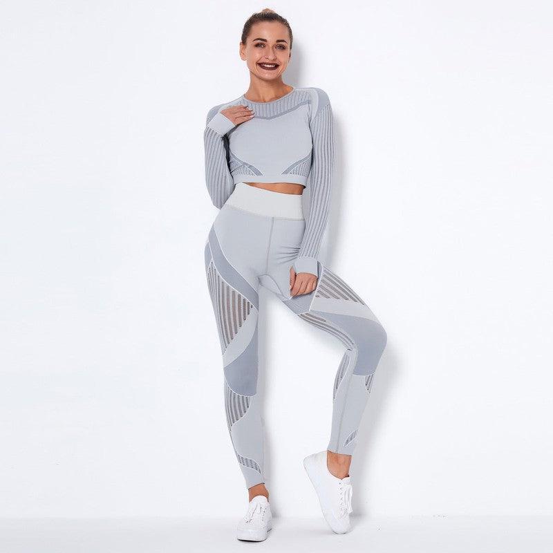 Cheky - Seamless Knitted Absorbent Yoga Long-Sleeved Suit Yoga Wearsuit