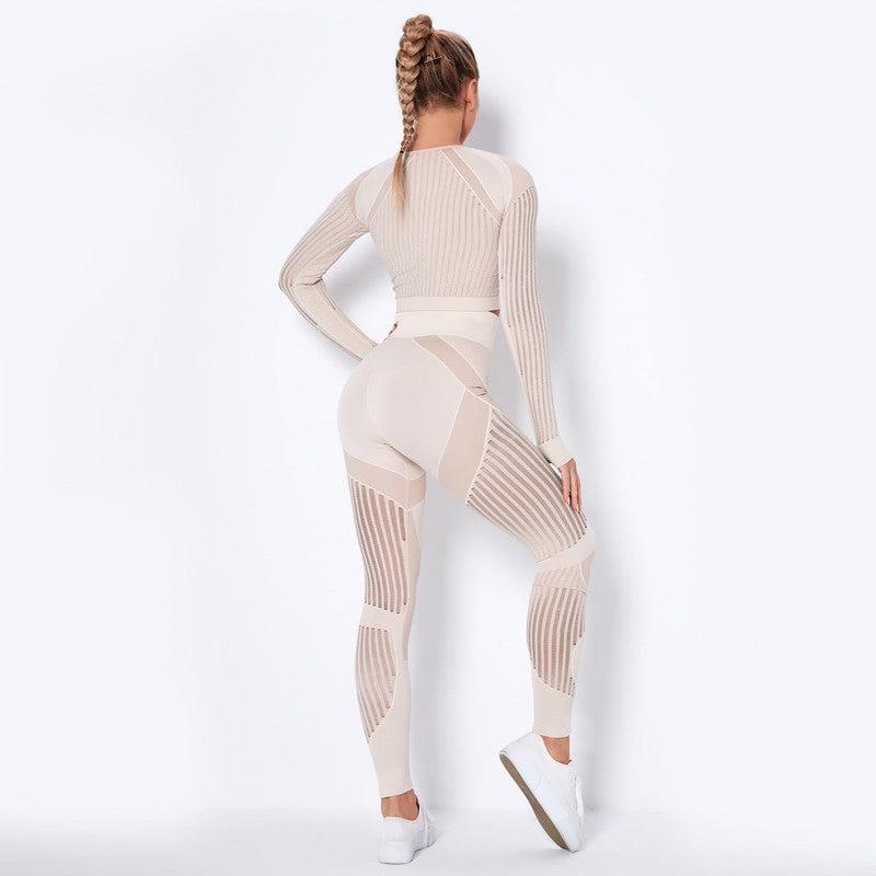 Cheky - Seamless Knitted Absorbent Yoga Long-Sleeved Suit Yoga Wearsuit