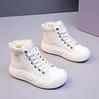 Cheky - Women's Autumn And Winter Fleece-lined High-top Casual Shoes