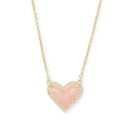 Cheky - Heart-shaped Necklace Adjustable Peach Heart Natural Stone Clavicle Chain Love Necklace For Women Valentine's Day