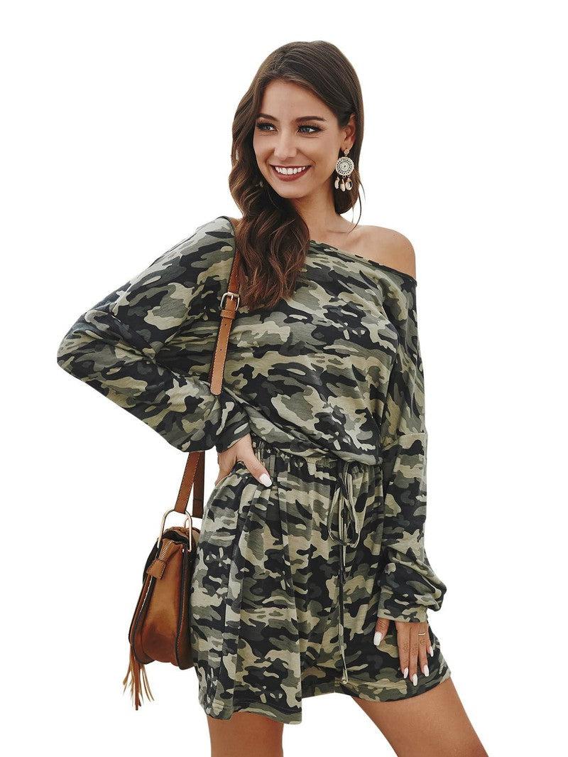 Cheky - Spring Wear European And American Camouflage Casual One-piece Shorts