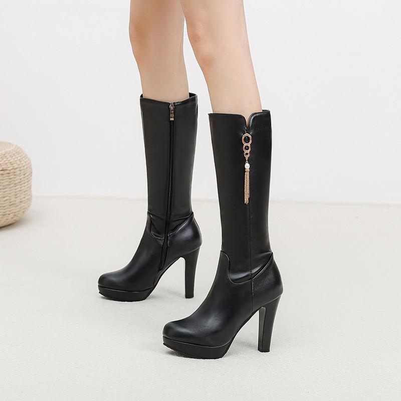 Cheky - Round Toe European And American Style Women Leather Boots