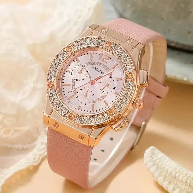 Cheky - Watches Set Luxury Rhinestone Women Fashion Elegant Wristwatch Quartz Watch For Girl Ladies Clock Relogio Feminino