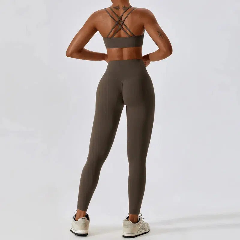 Cheky - Yoga Clothing Sets Women Athletic Wear High Waist Leggings And Top Two Piece Set Seamless Gym Tracksuit Fitness Workout Outfits