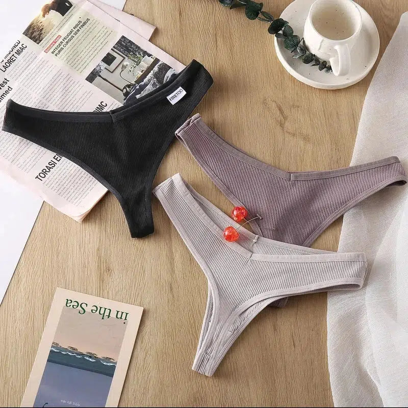 Cheky - 5PCS/Set Cotton Thongs Seamless Women's panties Sexy Low Waist G-String Female Lingerie Girls Breathable Intimates Bikinis M-XL