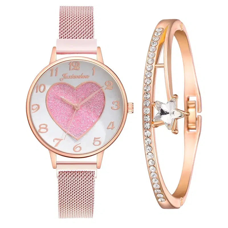 Cheky - Cute Women Bracelet Watch Fashion Leather Strap Ladies Watch Heart-shaped Dial Cheap Exquisite Clock Gift