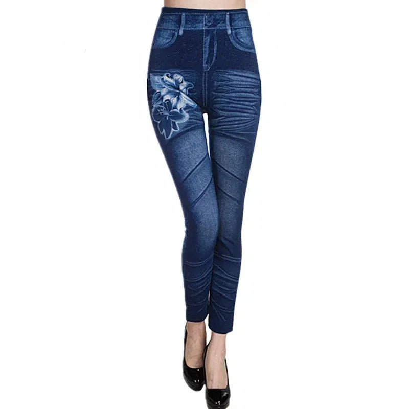 Cheky - Denim Leggings Capris Hollow