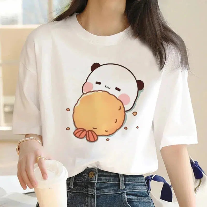 Cheky - Cute Bear LOVE T Shirt Women Bubu Dudu Couple Tops tee summer Short Sleeve tshirts female Korean Casual girl t-shirt camisetas