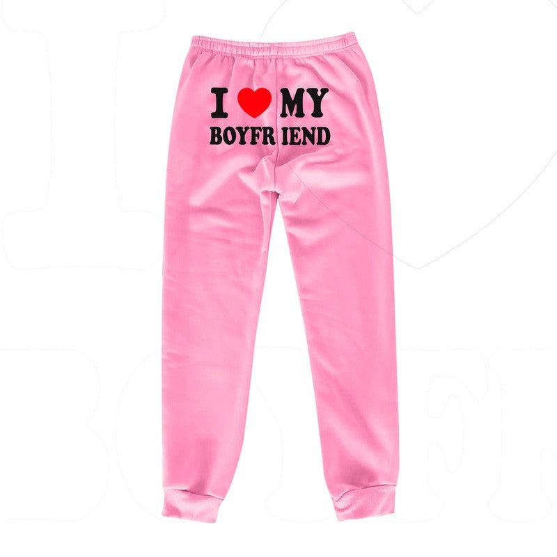 Cheky - I Love MY BOYFRIEND Printed Trousers Casual Sweatpants Men And Women Sports Pants