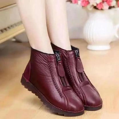 Cheky - Ankle Boots Women Warm Winter Snow Boots Zipper Flat Shoes