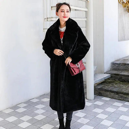 Cheky - Fashion New High Quality Velvet Fur Long Coat Women