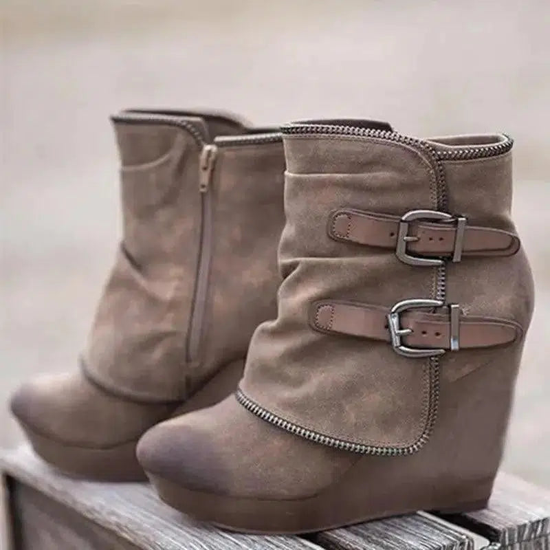 Cheky - Female Booties With Wedge Heels Platform Boots Women Winter