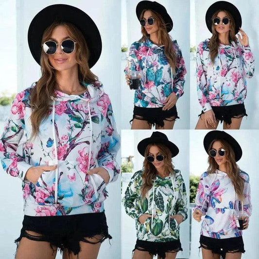 Cheky - Hot Sale Printed Hooded Pocket Sweatshirt