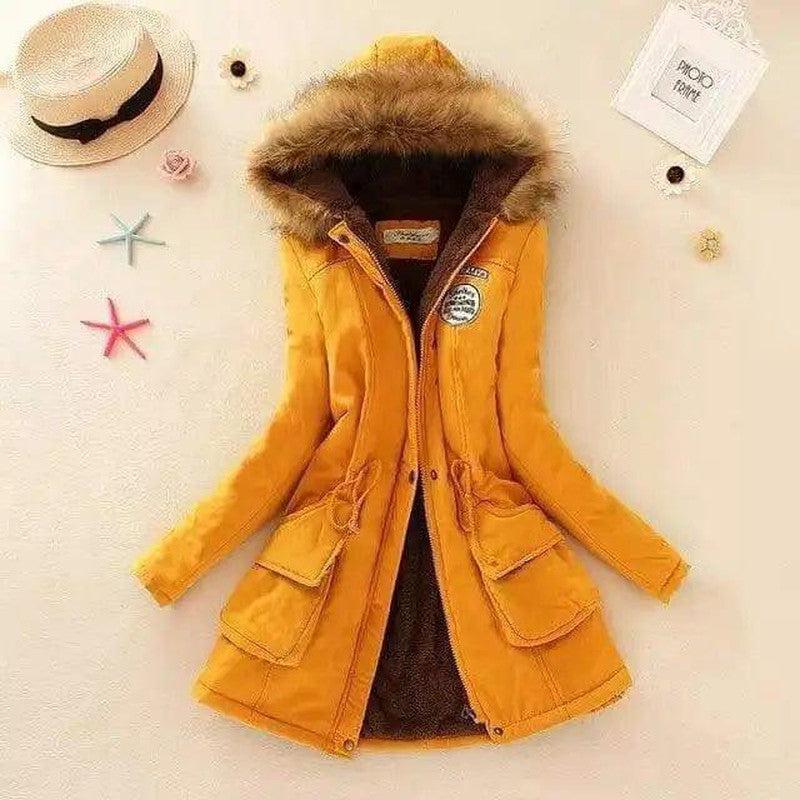 Cheky - Large wool collar lamb coat