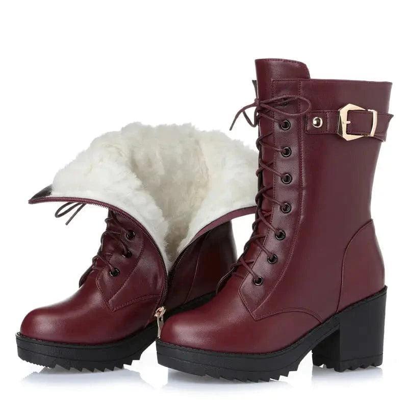 Cheky - Leather Martin boots women cotton boots