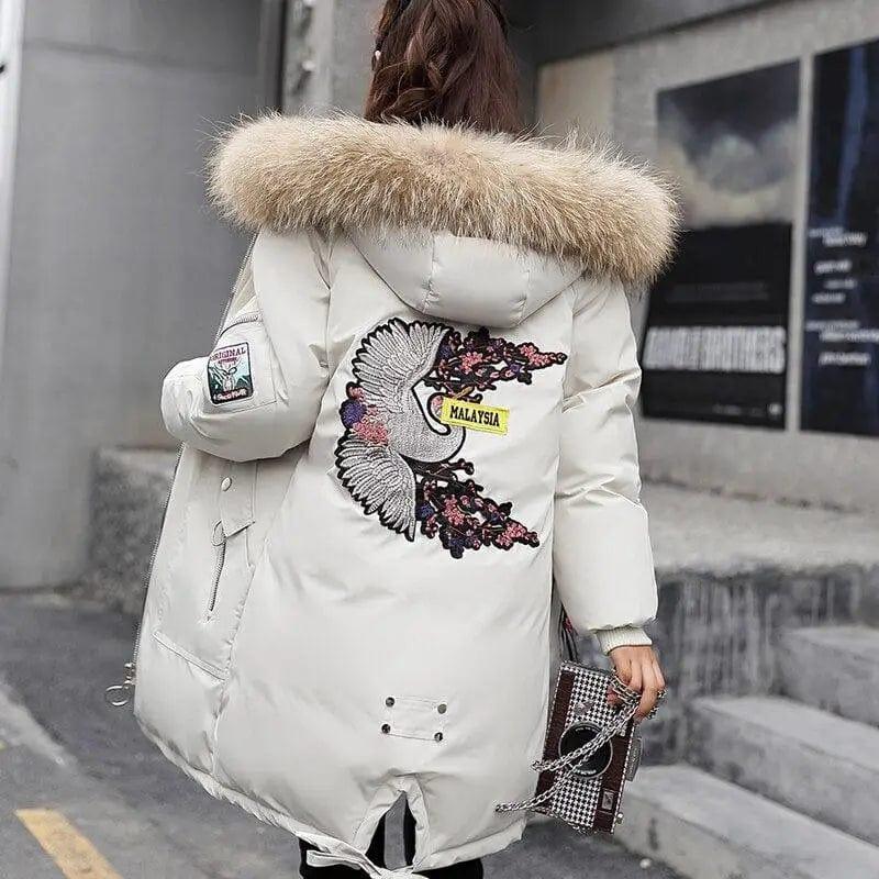 Cheky - Leisure embroidered printed down jacket