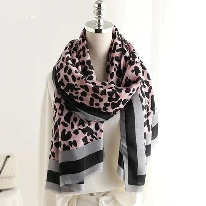 Cheky - Leopard Scarf Spring And Autumn Korean Version Of Female Everything Thin Cotton Feel