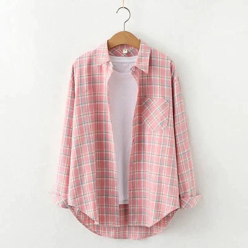 Cheky - Plaid Shirt Women'S Long-Sleeved Loose Shirt Jacket