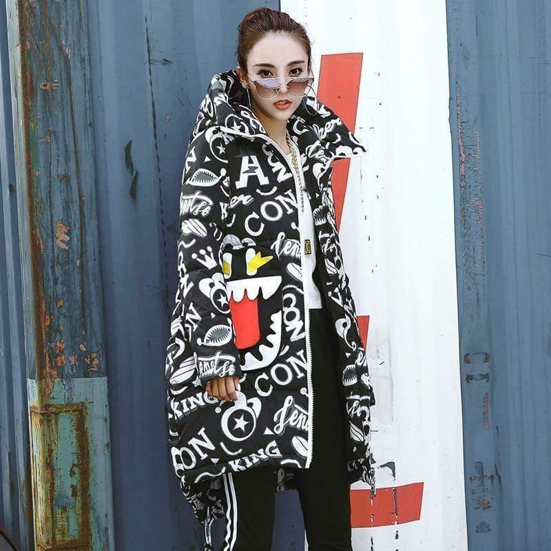 Cheky - Street personality cartoon graffiti padded coat women