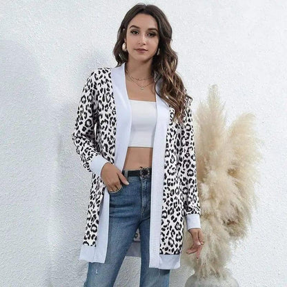 Cheky - Tie-dye Christmas Leopard Print Knitted Cardigan Jacket