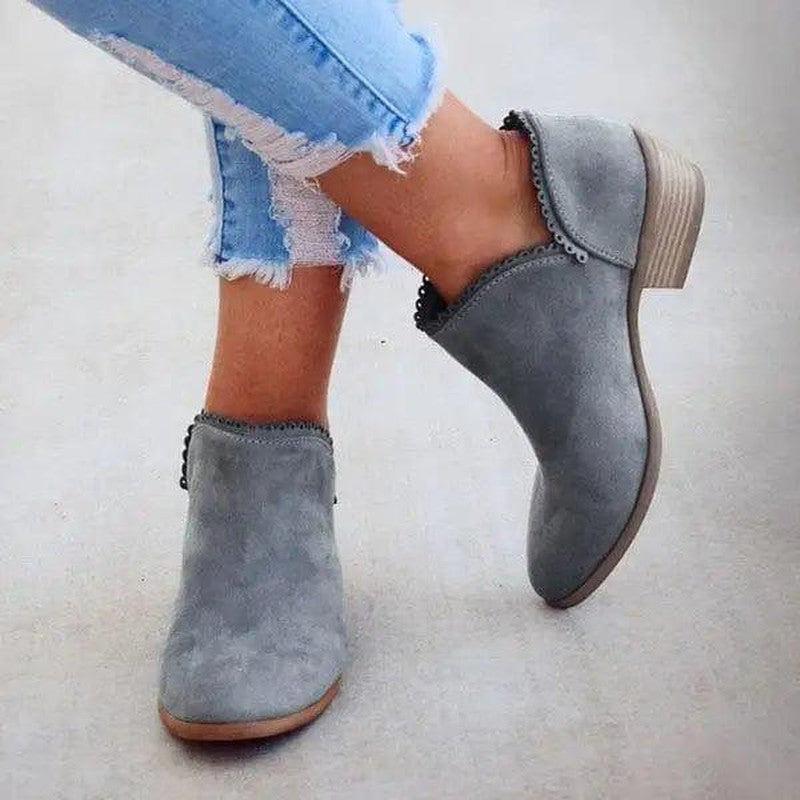 Cheky - Women Booties Slip On Low Heel Ankle Boots