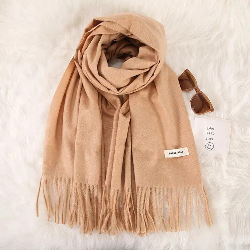 Cheky - Women's Fashionable All-match Cashmere Tassel Double-sided Scarf